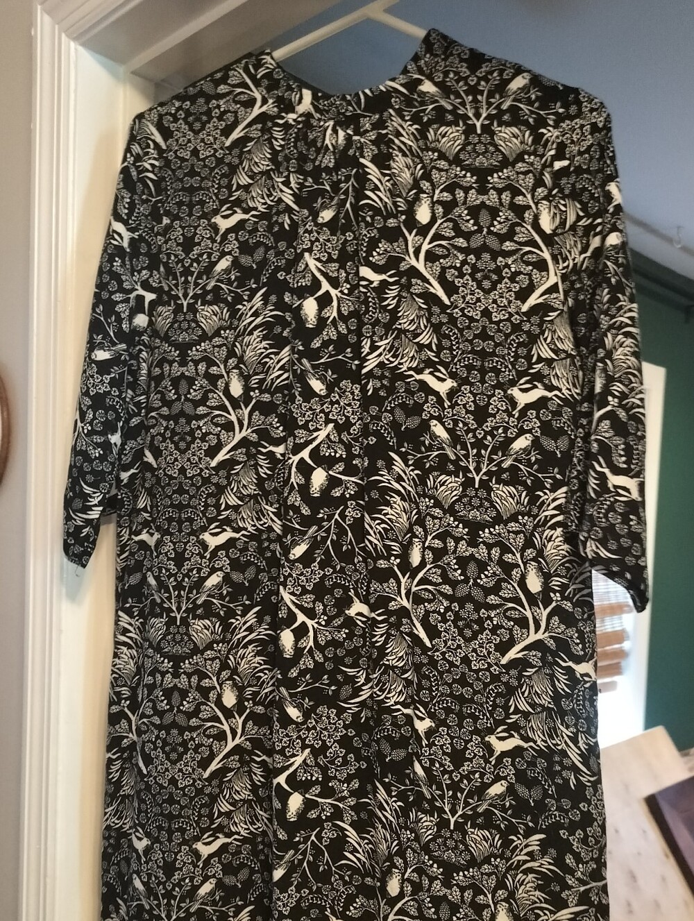 Old Navy Black and White Long-Sleeve Floral Dress